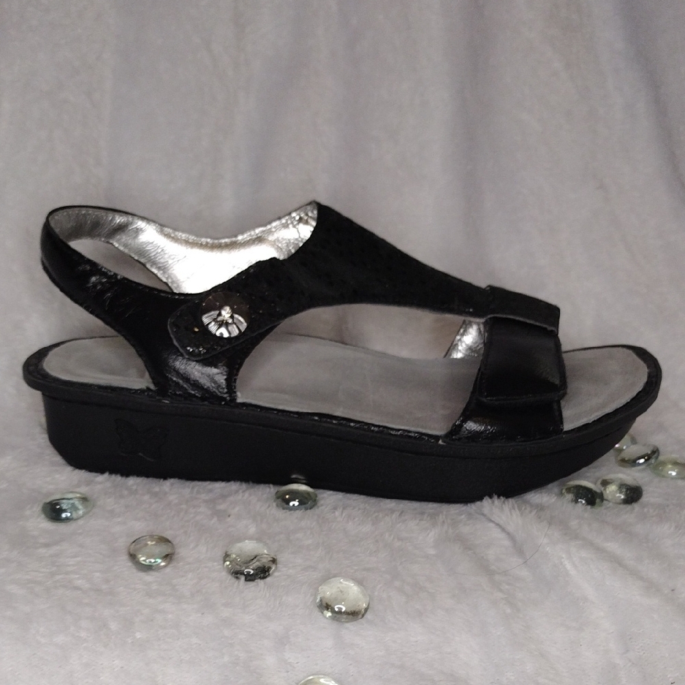 Alegria Black Patent Leather Sandals